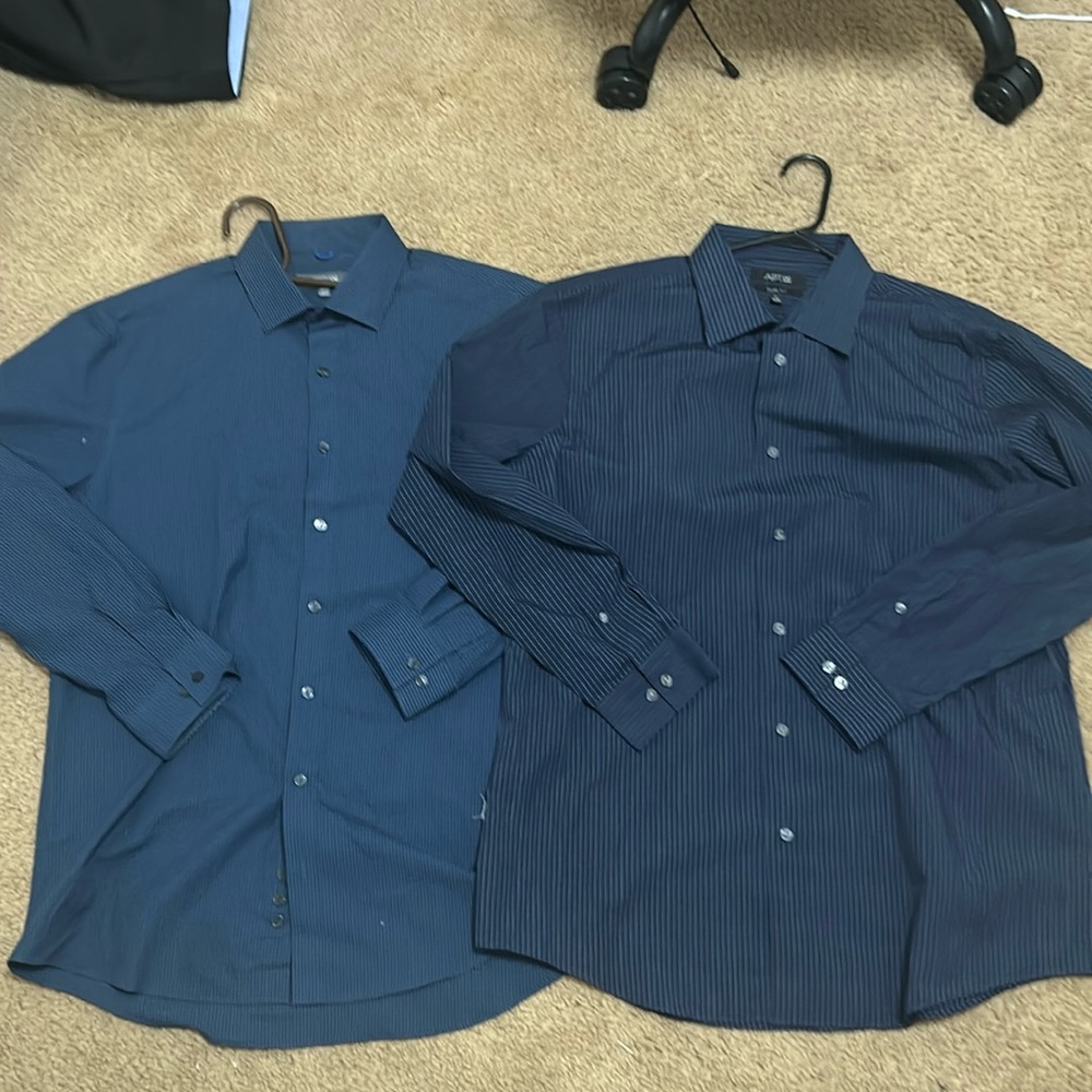 men’s blue dress shirts slim fit 16 & 17 34/35
